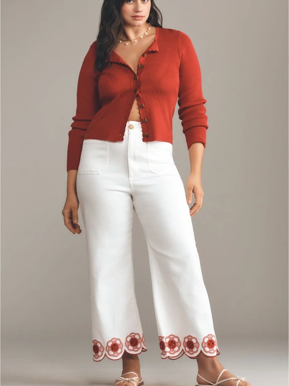 Maeve Colette Scallop-Hem High-Rise Wide Leg Cropped Jeans - Picture 5 of 16